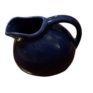 Cobalt Blue Studio Pottery Creamer Mini Pitcher Stoneware Hand Thrown Farmhouse